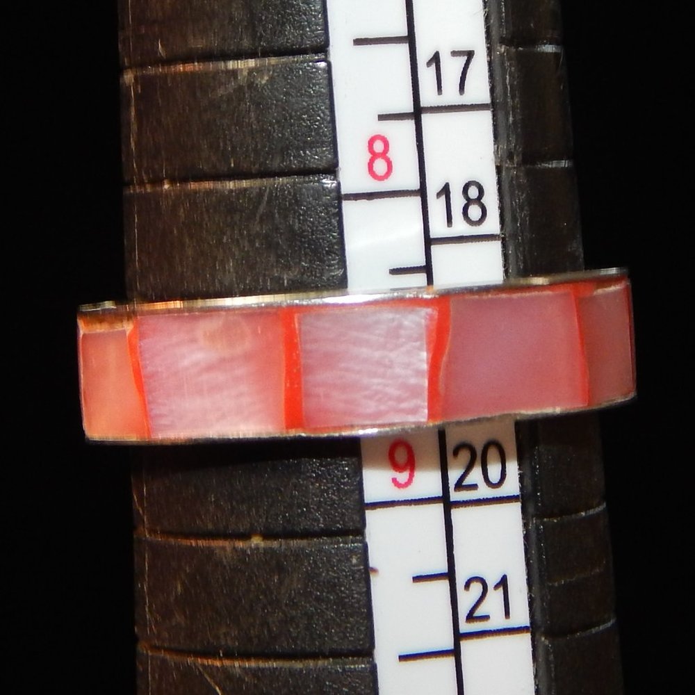 Two for One Pink Abalone Rings The Rectangle Stone is 925 Silver - Picture 8 of 9